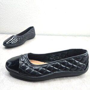 Preppy Ballet Flats Size 6.5 Black Quilted Comfort Memory Foam Ballerina Shoes